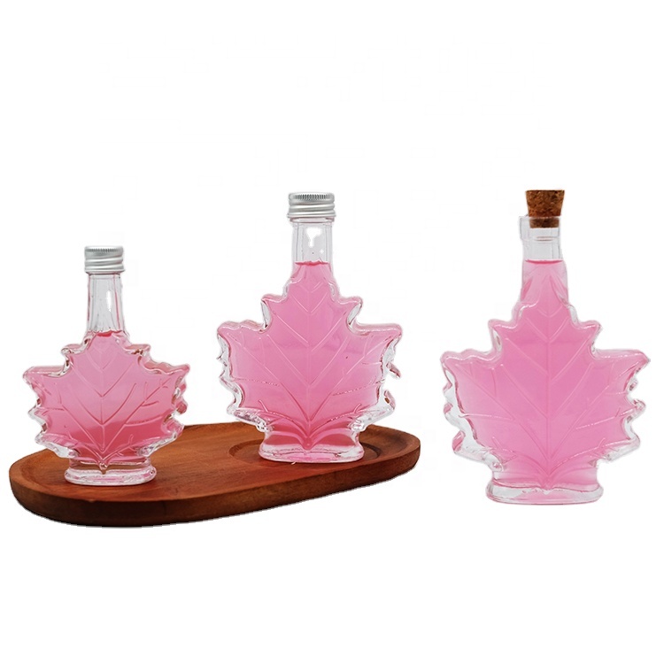 Special Maple Leave Glass Bottle with Aluminum Cap