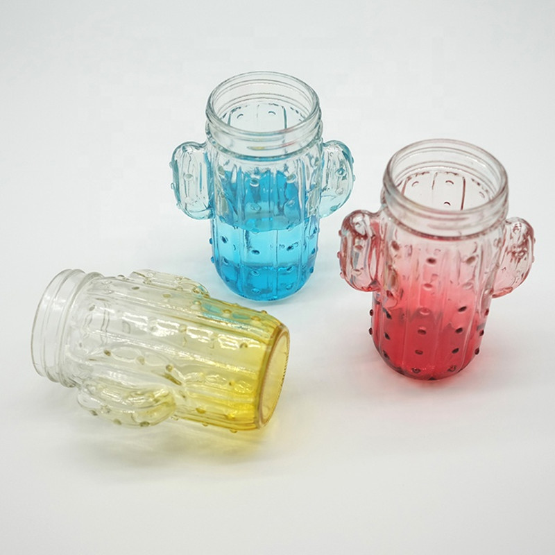 Different Color Cactus Glass Jar 500ml