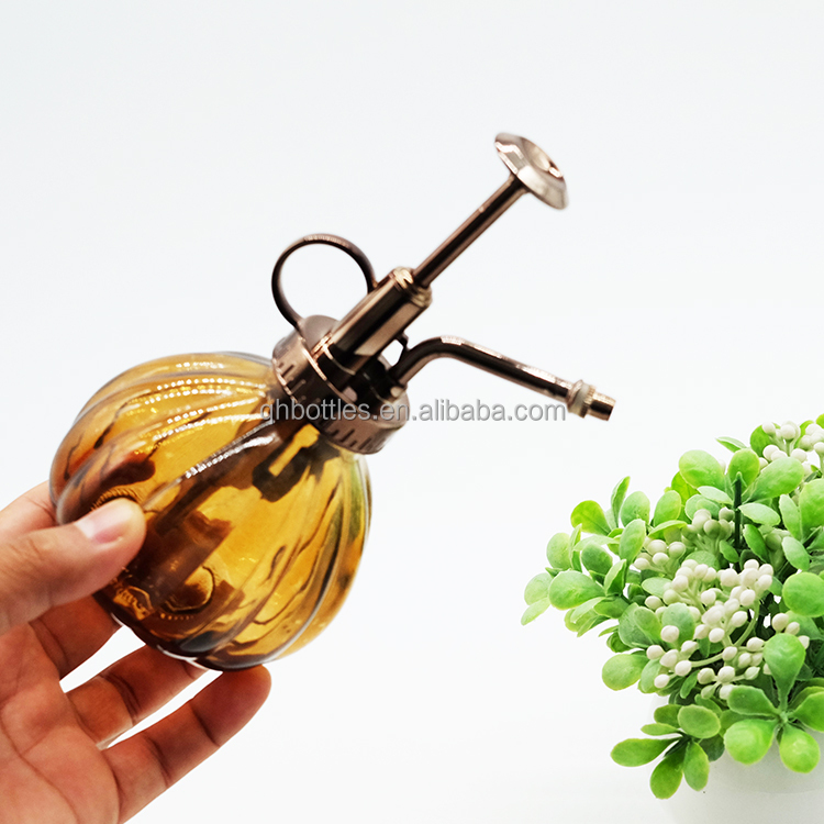 Glass Pumpkin shape bottle with pump for spraying