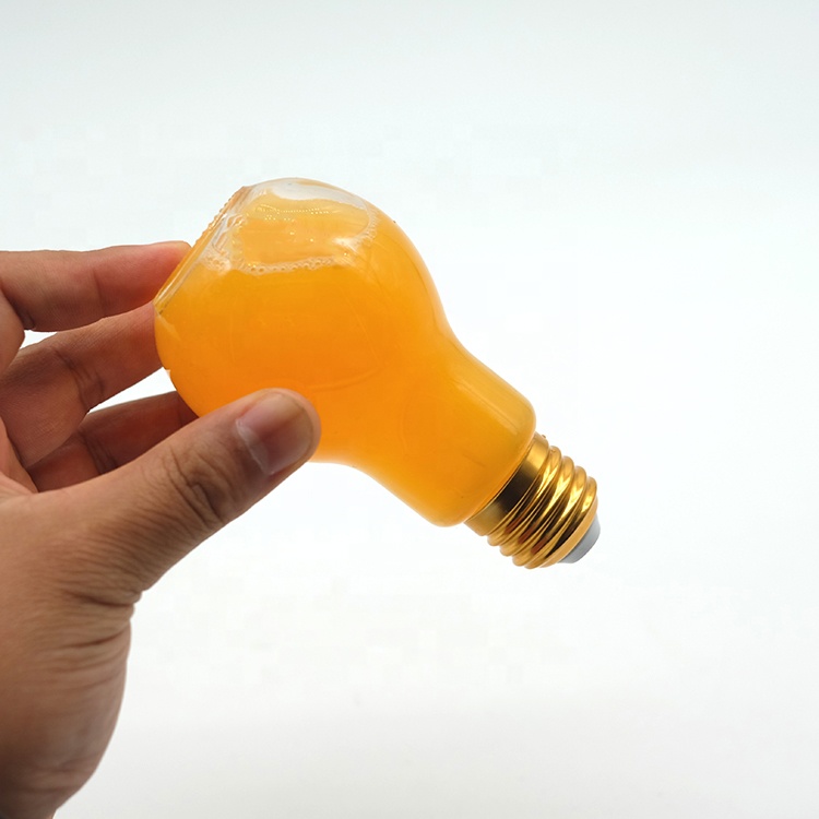 Glass Clear Light Bulb Shaped Bottle with Cap