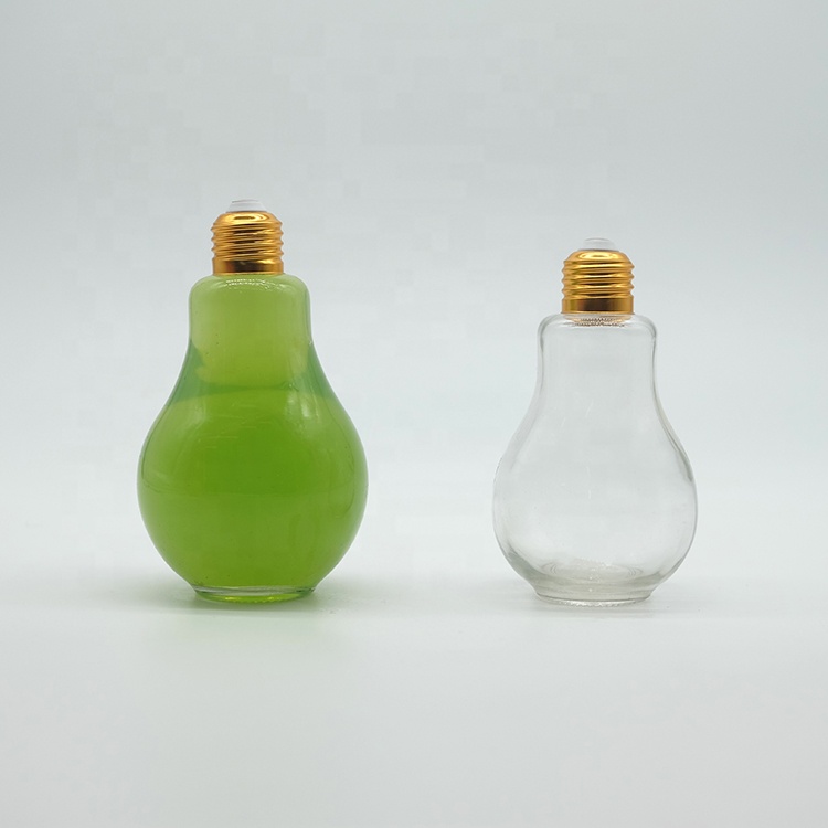 Glass Clear Light Bulb Shaped Bottle with Cap