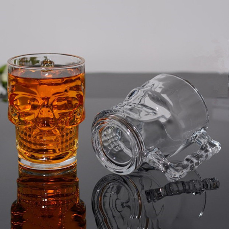 Special Skull Shaped Glass Cup Bottles with Cap