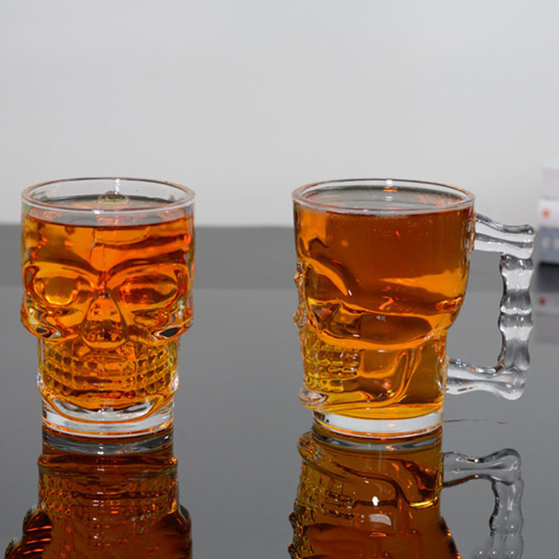 Special Skull Shaped Glass Cup Bottles with Cap