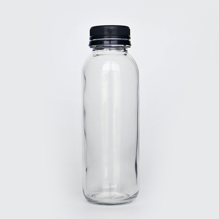 Wholesale 250ml 8oz Round Glass Bottle With Tamper Evident Plastic Lid For Kombucha Juice Beverage