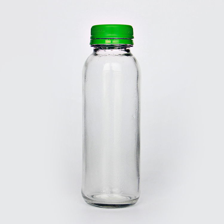 Wholesale 250ml 8oz Round Glass Bottle With Tamper Evident Plastic Lid For Kombucha Juice Beverage