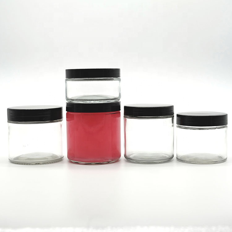 Clear/Frosted Glass Straight Sized Glass Jar with Plastic Lid