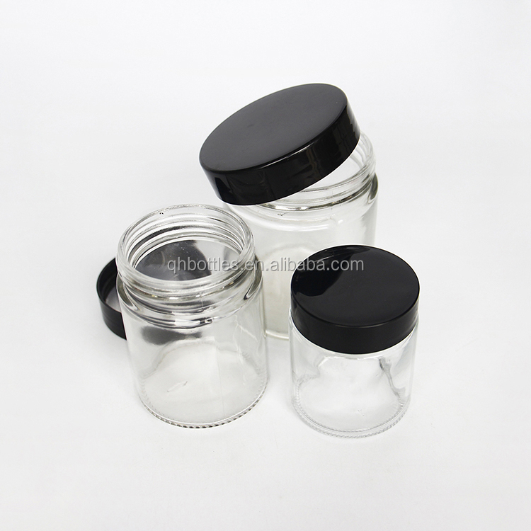 Clear/Frosted Glass Straight Sized Glass Jar with Plastic Lid