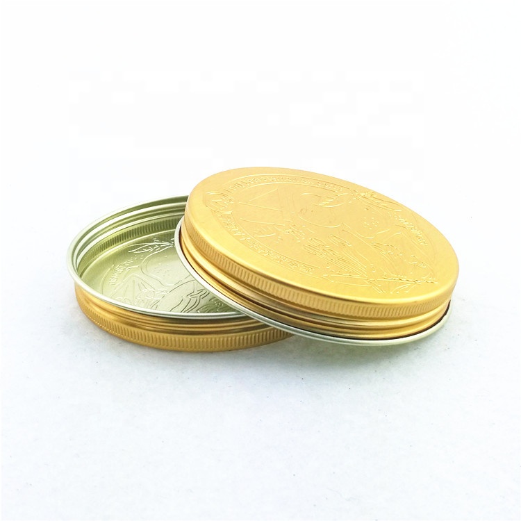 No Spill Rolled Edge Aluminum cap Metal Screw Lids For Bottles Universal Lids Gold Black Aluminum Lid