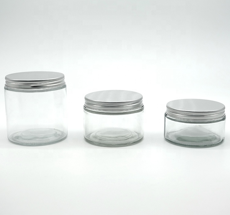 Straight-Side Glass Jar Clear/Frosted with Metal Lid