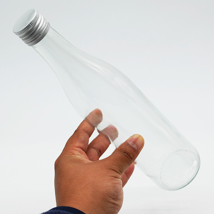 Round Clear Sparkling Natural Spring Water 500ml Soda Glass Bottle With Crown Cap