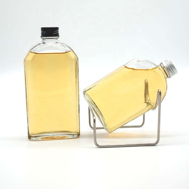 Various Shape Glass Flat Flask Bottle with Screw Cap