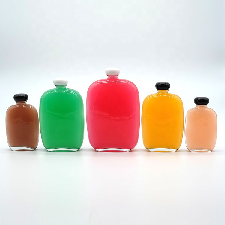 Various Shape Glass Flat Flask Bottle with Screw Cap