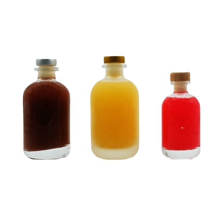 Clear Various Shape Glass Juice Bottle with No-leak Cap