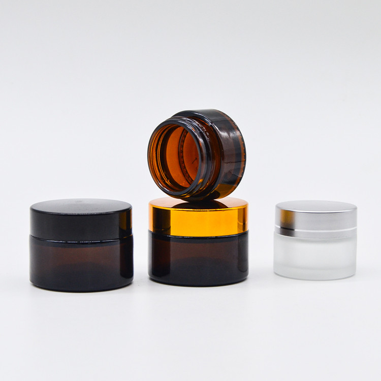 Amber Glass Jar with Plastic Lid for Face Cream