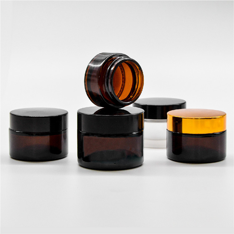 Amber Glass Jar with Plastic Lid for Face Cream