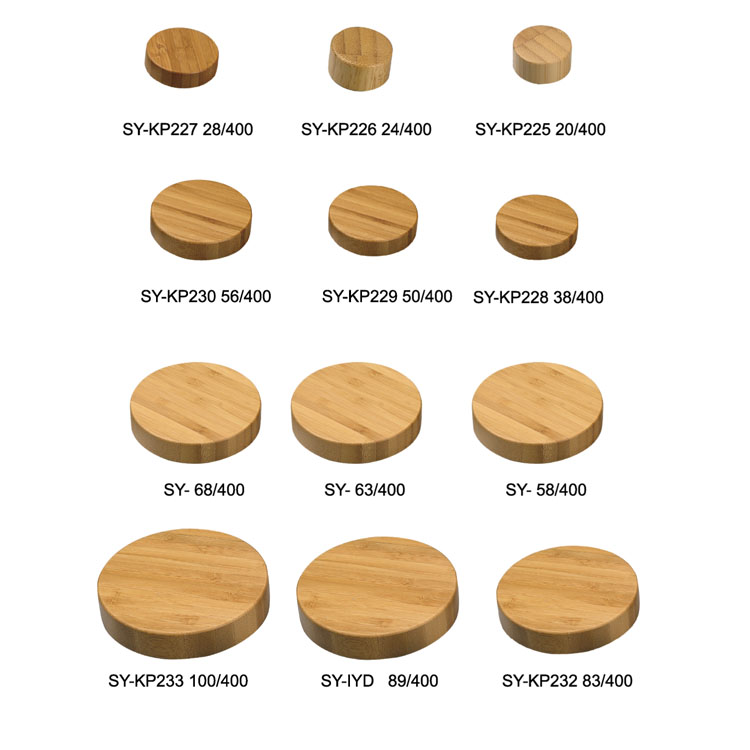 Round Neck Screw Cap Wooden Lids for Candle Jars For Cosmetic Kitchen Storage