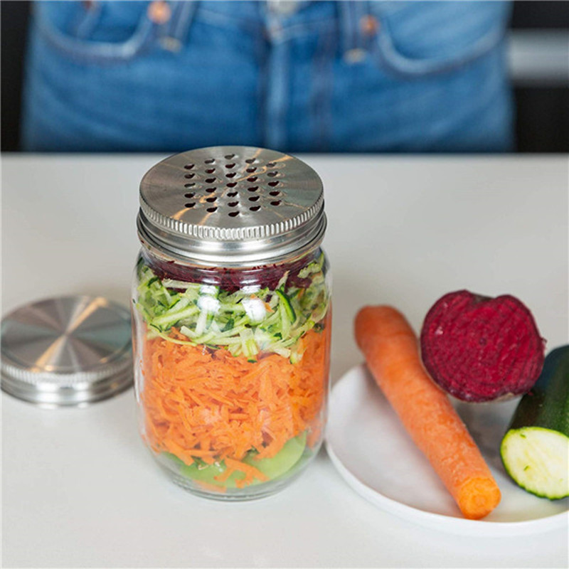 Mason Jar Grating Set by Organic Family Product Stainless Steel Shredder Grate Cheese or Veggies and Store