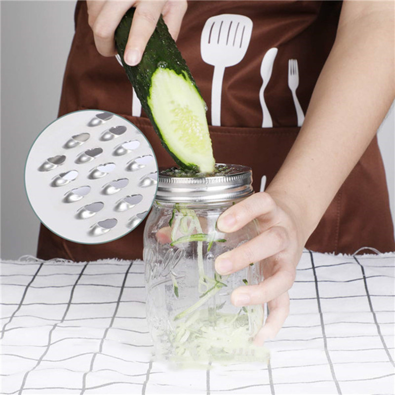 Mason Jar Grating Set by Organic Family Product Stainless Steel Shredder Grate Cheese or Veggies and Store