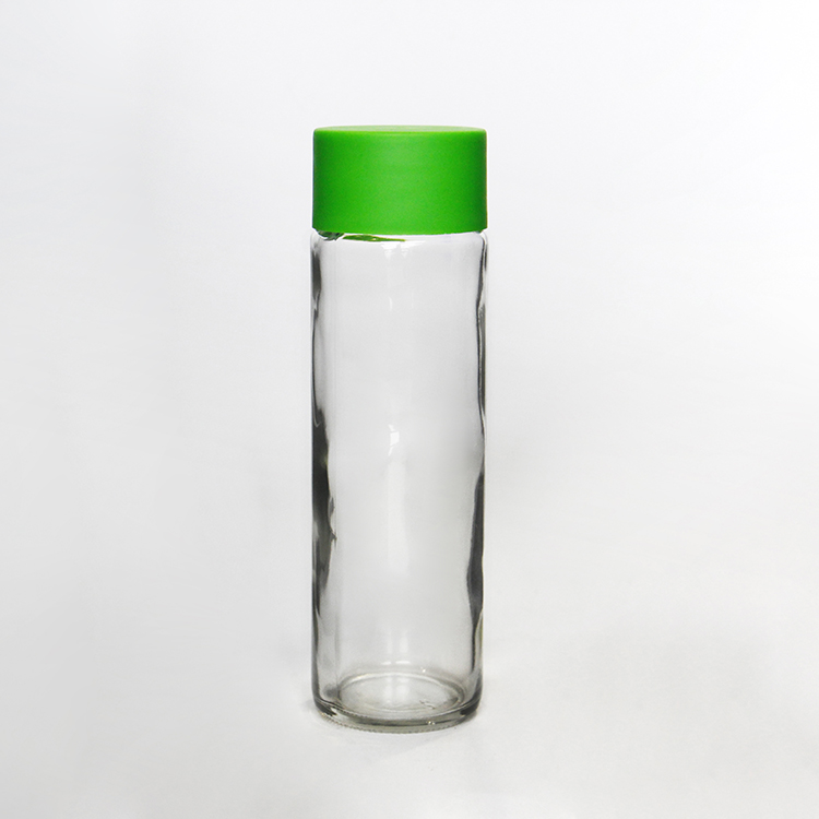 Wholesale Glass Voss Bottle 250ml 300ml 350ml 400ml 800ml Glass Water Bottle Round Tall Water Bottle Glass With Plastic Lid