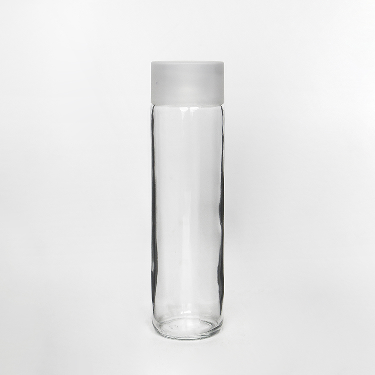 Wholesale Glass Voss Bottle 250ml 300ml 350ml 400ml 800ml Glass Water Bottle Round Tall Water Bottle Glass With Plastic Lid