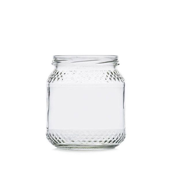 New Design Hex Cell Embossed Bottle Glass Honey Jar 380ml 580ml 730ml With Screw Cap